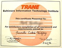 Trane certificate