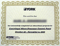 York Certificate